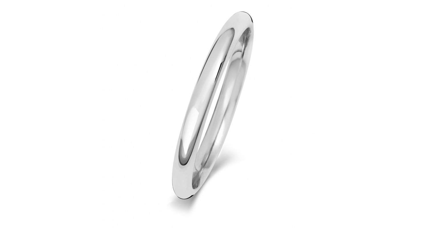 9ct White Gold Court 2mm Heavyweight Band